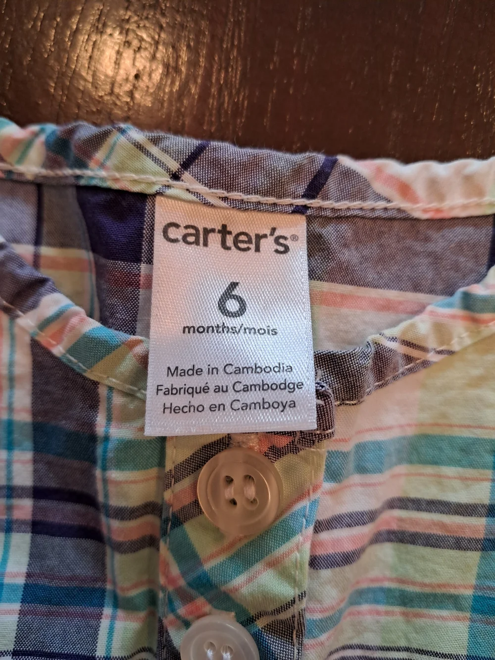 Carter's Plaid Long-Sleeve Tunic in Blue, Green and White